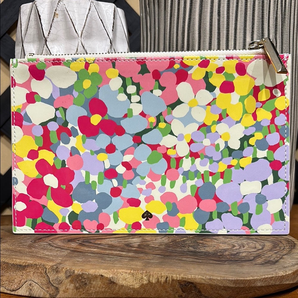 Kate Spade Floral Dot Pencil Pouch Or Clutch EUC